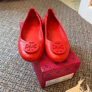 Tory Burch orange (poppy) Minnie Reva Ballet Flats sz 10